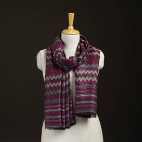 Zig Zag Zari Weave Fine Wool Stole for Women 90