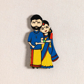 South Indian Couple Handpainted Fridge Magnet 41