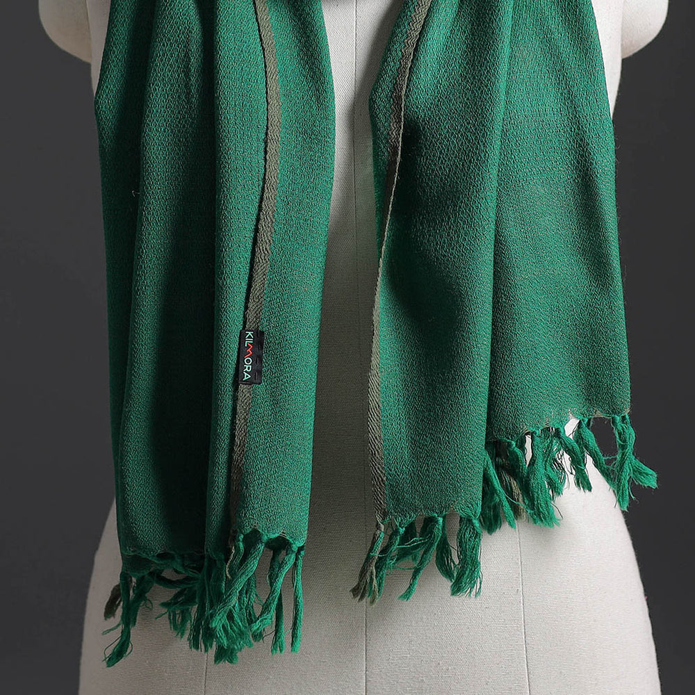 Green - Kumaun Handwoven Pure Merino Wool Stole 166