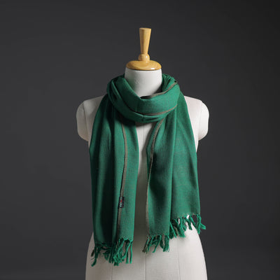 Green - Kumaun Handwoven Pure Merino Wool Stole 166