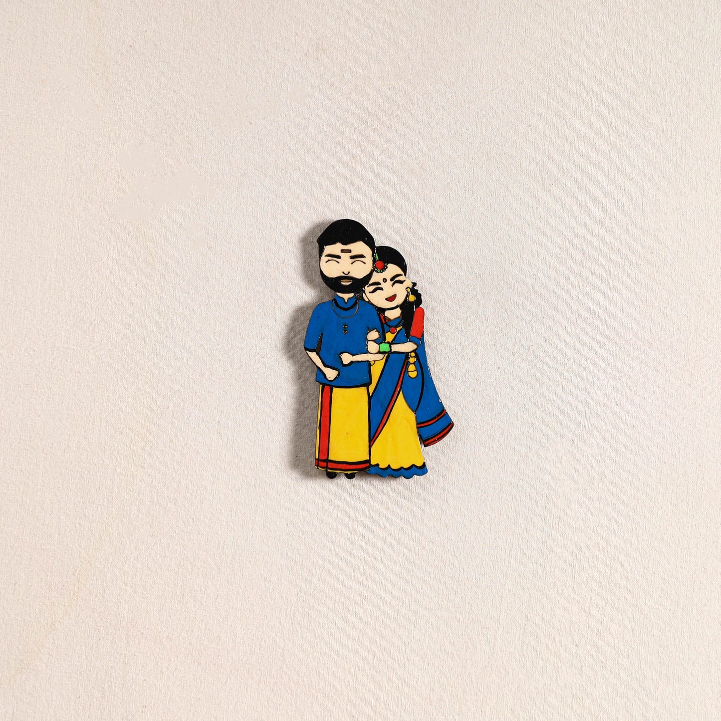 South Indian Couple Handpainted Fridge Magnet 41