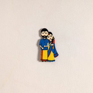 South Indian Couple Handpainted Fridge Magnet 41