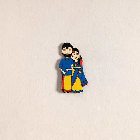South Indian Couple Handpainted Fridge Magnet 41