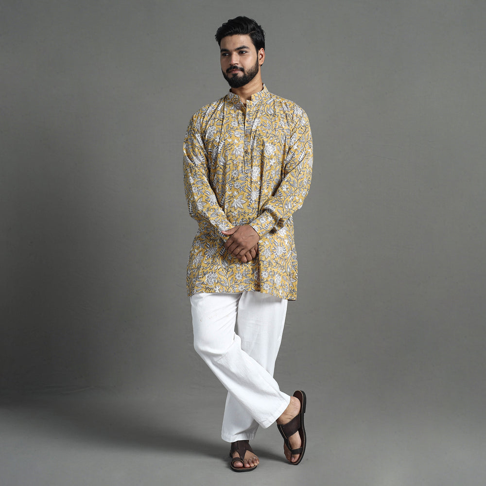 Block Print Cotton Sanganeri Kurta for Men (Short) 05