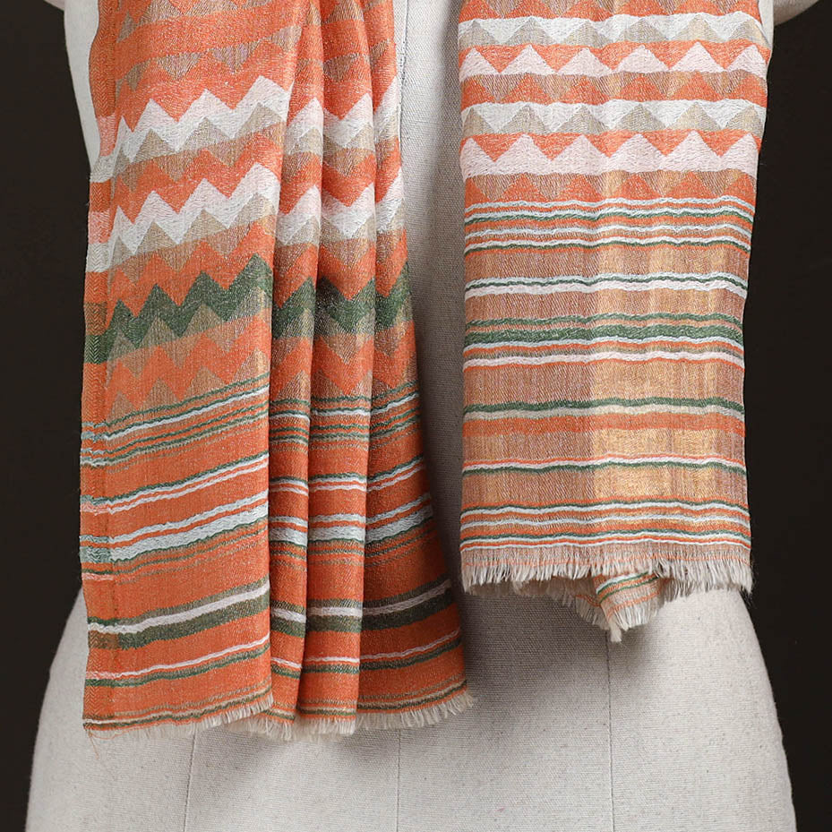 Zig Zag Zari Weave Fine Wool Stole for Women 92