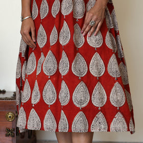 Red - Bagh Hand Block Printed Cotton Dress