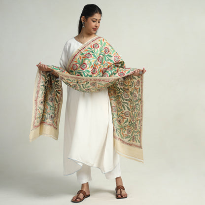 Bengal Kantha Hand Embroidery Tussar Silk Cotton Handloom Dupatta 13