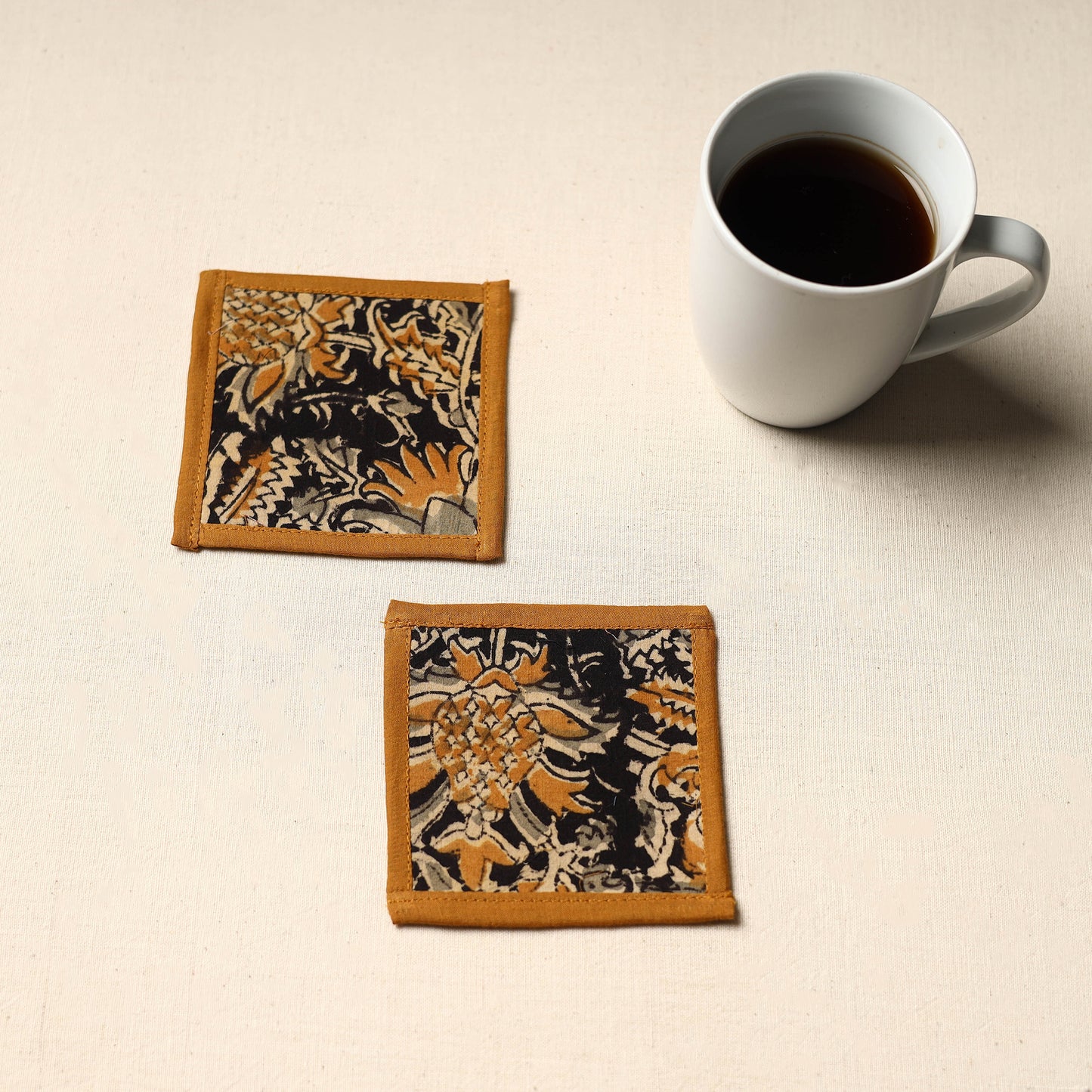 Black Handmade Cotton Coasters (Set of 2)
