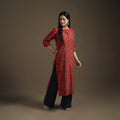 Hand Block Print Cotton Straight Long Ajrakh Kurta for Women 10