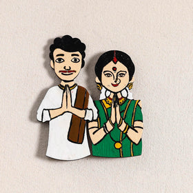 South Indian Couple Handpainted Fridge Magnet 42