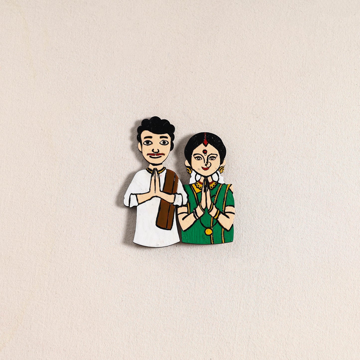 South Indian Couple Handpainted Fridge Magnet 42