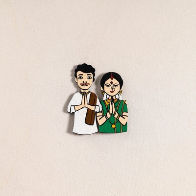 South Indian Couple Handpainted Fridge Magnet 42