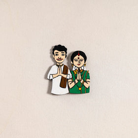 South Indian Couple Handpainted Fridge Magnet 42