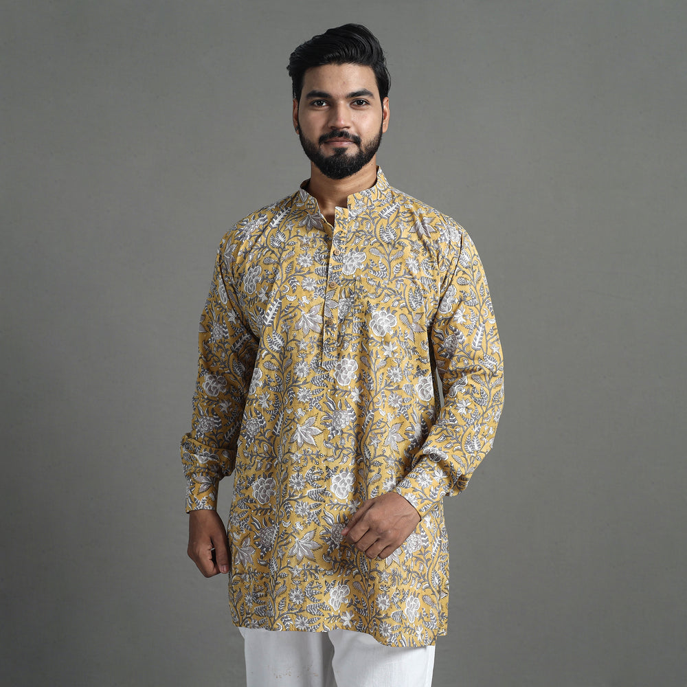 Block Print Cotton Sanganeri Kurta for Men (Short) 05