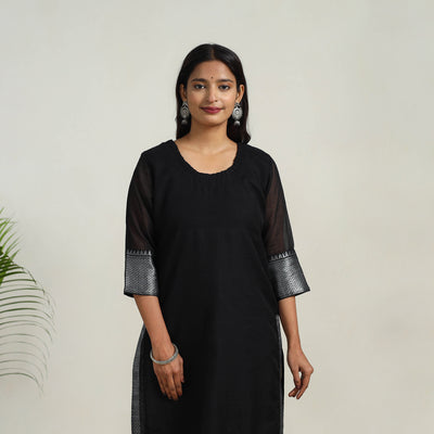 Black - Mercerised Cotton Straight Dharwad Kurta 01