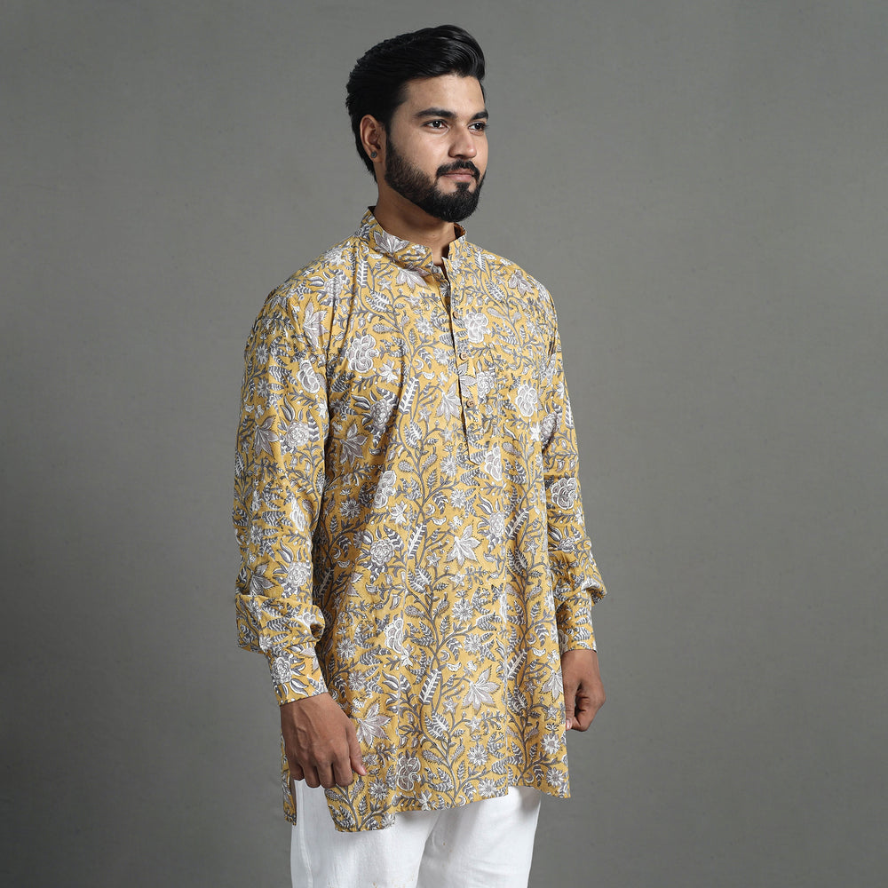 Block Print Cotton Sanganeri Kurta for Men (Short) 05