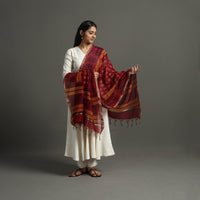 Red - Block Printed Chanderi Silk Bagru Dupatta 18