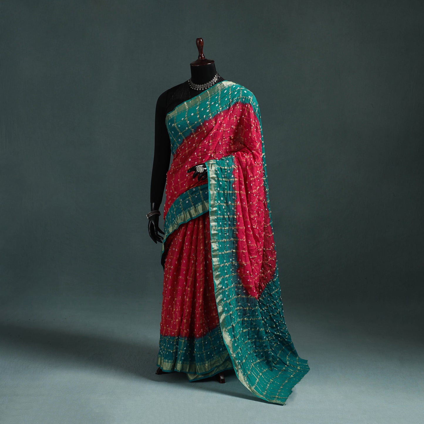 Kutch Tie-Dye Bandhani Cotton Saree with Blouse Piece 03