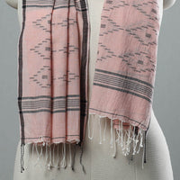 Pink - Burdwan Jamdani Cotton Handloom Stole with Tassels 23