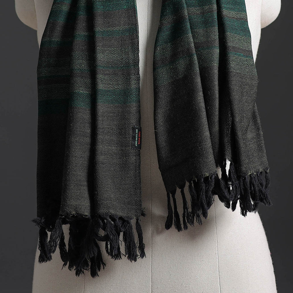 Green - Kumaun Handwoven Pure Merino Wool Stole 170