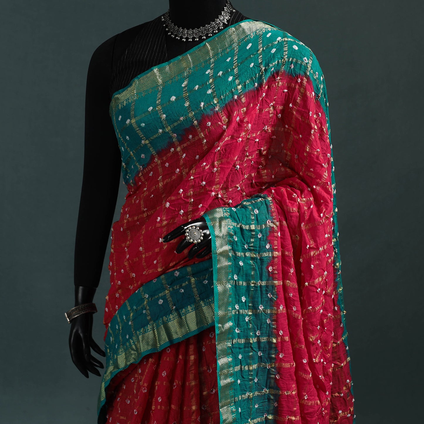 Kutch Tie-Dye Bandhani Cotton Saree with Blouse Piece 03