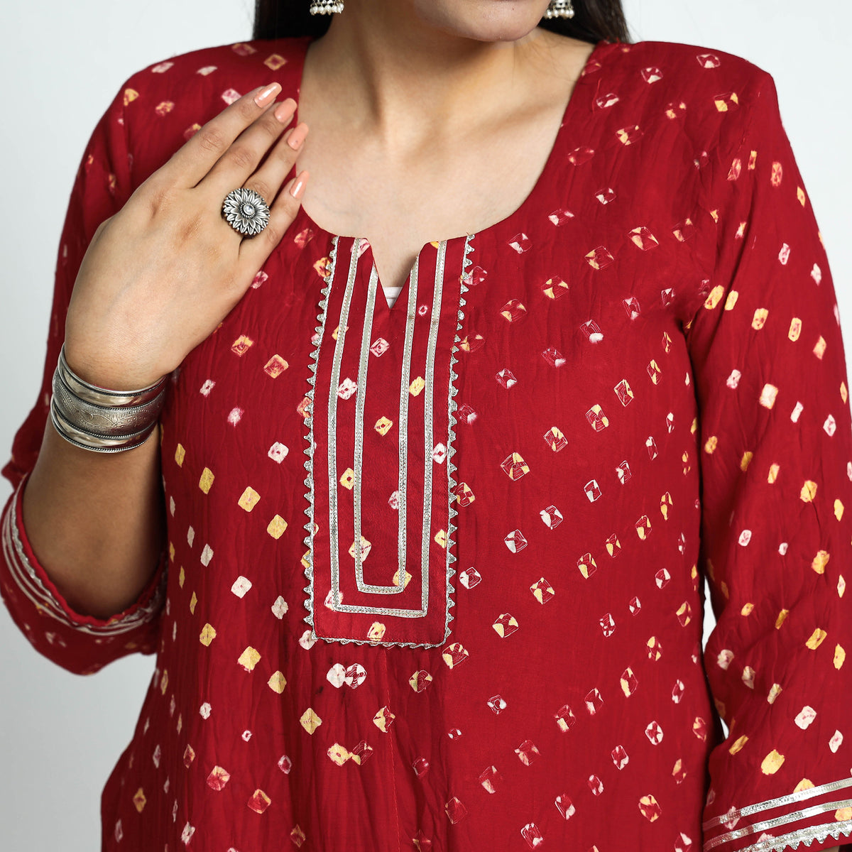 bandhani silk kurta