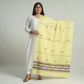 Buy Bengal Kantha Embroidery Khes Handwoven Cotton Dupatta with Tassels 144 Online at iTokri.com