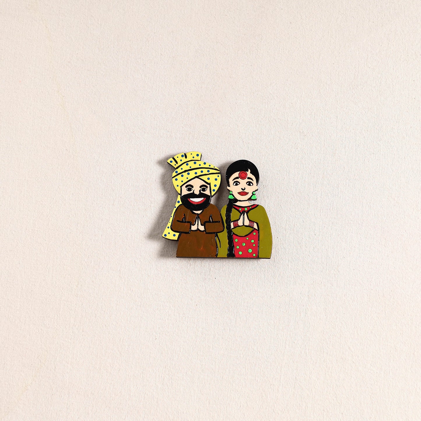 Punjabi Couple Handpainted Fridge Magnet 43