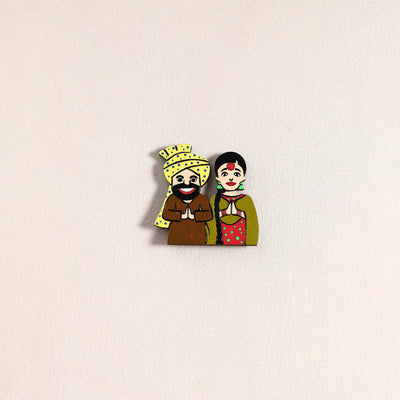Punjabi Couple Handpainted Fridge Magnet 43