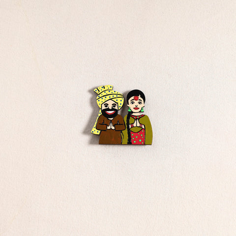 Punjabi Couple Handpainted Fridge Magnet 43