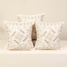 Beige - kutch aari hand embroidery cushion cover (set of 5)