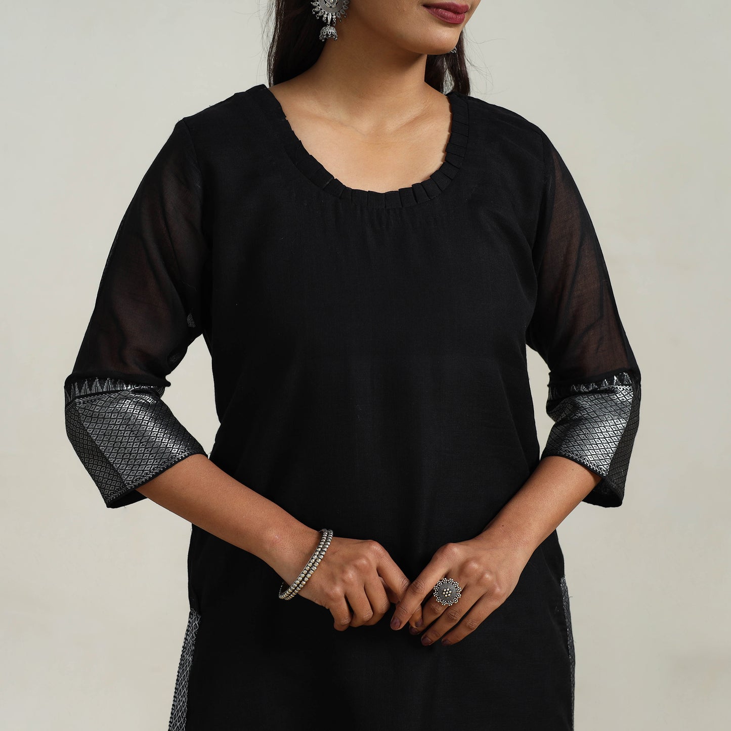 Black - Mercerised Cotton Straight Dharwad Kurta 01