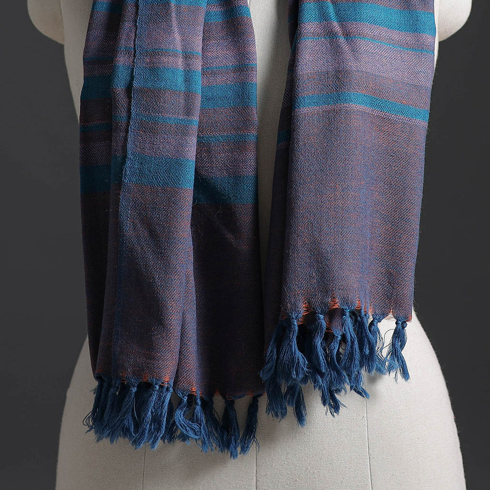 Purple - Kumaun Handwoven Pure Merino Wool Stole 171