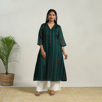 Green - Mercerised Cotton A-Line Dharwad Kurta 08