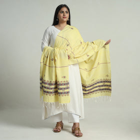 Buy Bengal Kantha Embroidery Khes Handwoven Cotton Dupatta with Tassels 144 Online at iTokri.com
