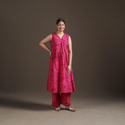 Hand Batik Print Cotton Straight Kurta with Palazzo Set for women 12