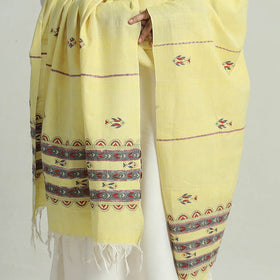 Buy Bengal Kantha Embroidery Khes Handwoven Cotton Dupatta with Tassels 144 Online at iTokri.com