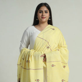 Buy Bengal Kantha Embroidery Khes Handwoven Cotton Dupatta with Tassels 144 Online at iTokri.com