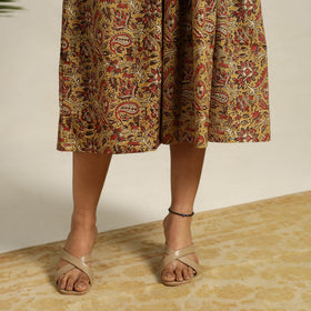 Buy Green Pedana Block Print Cotton Flared Kalamkari Dress