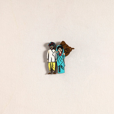 Rajasthani Couple Handpainted Fridge Magnet 44