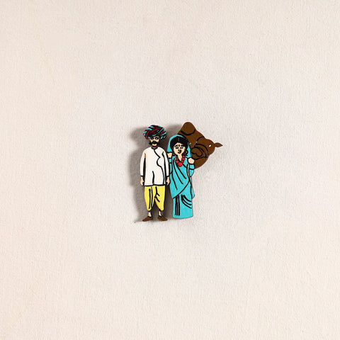 Rajasthani Couple Handpainted Fridge Magnet 44
