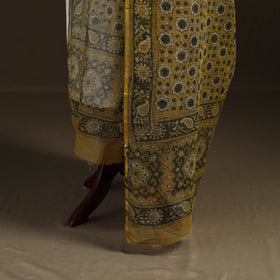 Yellow - Ajrakh Vanaspati Hand Block Print Natural Dyed Kota Doria Cotton Dupatta 10