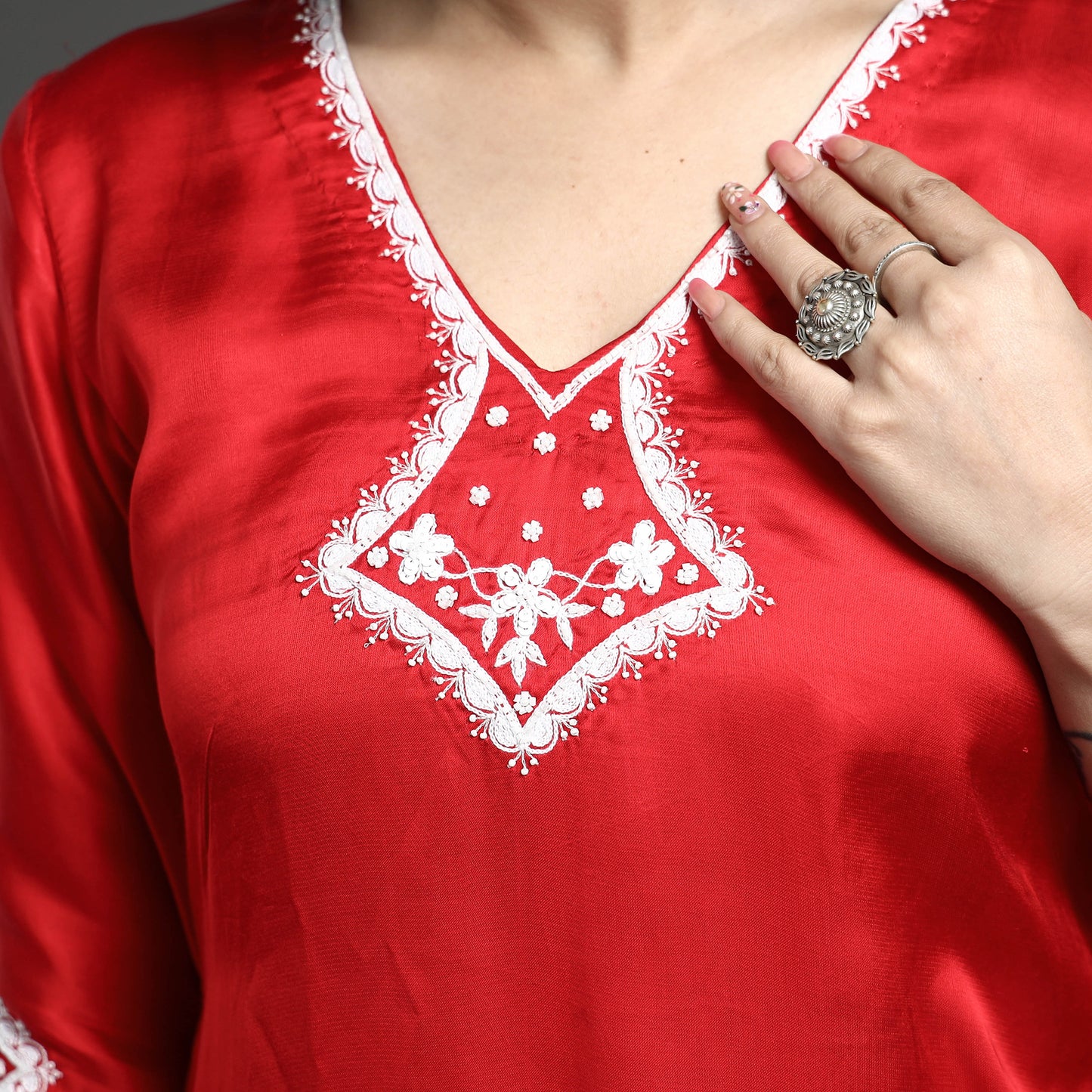 embroidery silk kurta