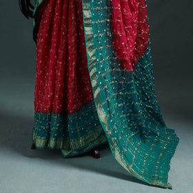 Kutch Tie-Dye Bandhani Cotton Saree with Blouse Piece 03