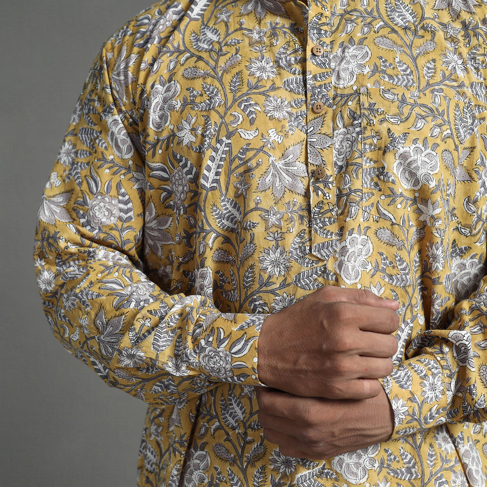 Block Print Cotton Sanganeri Kurta for Men (Short) 05