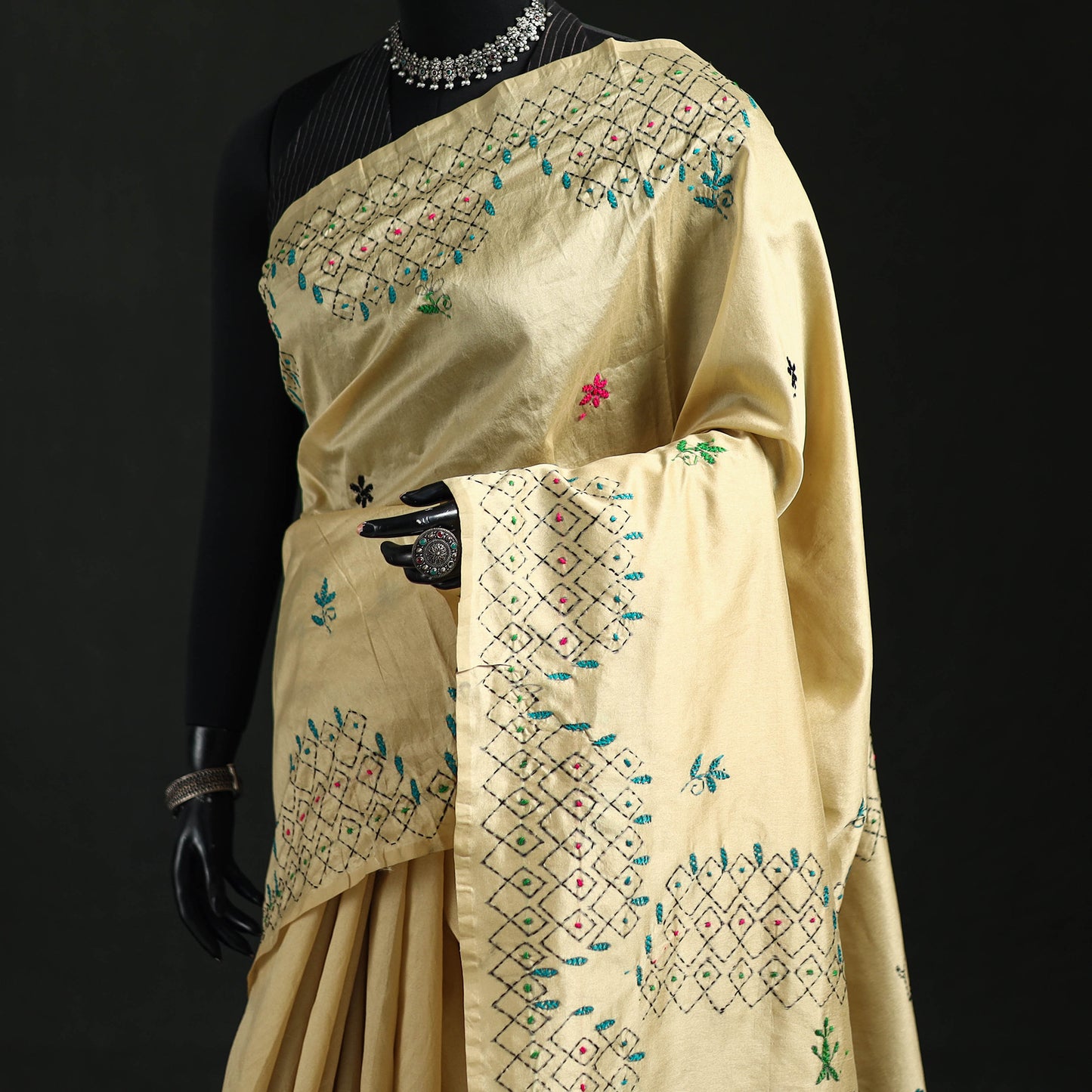 Hand Embroidered Silk Saree 61