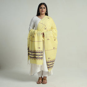 Buy Bengal Kantha Embroidery Khes Handwoven Cotton Dupatta with Tassels 144 Online at iTokri.com