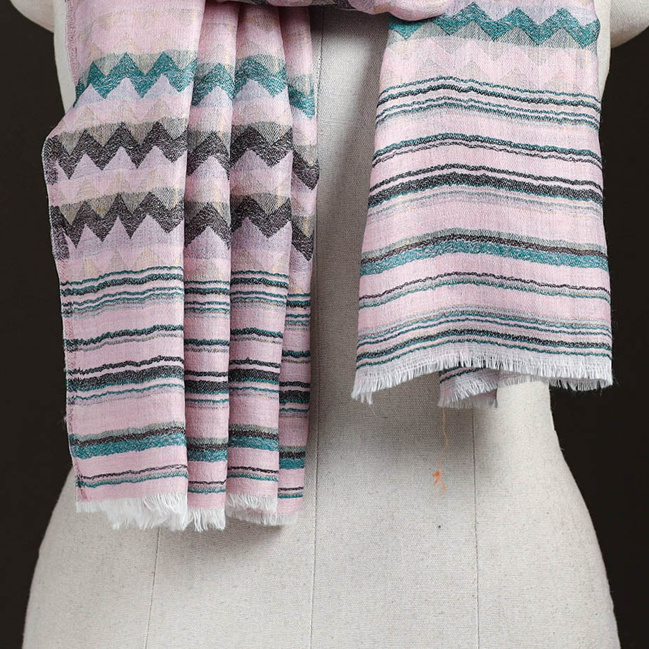 Zig Zag Zari Weave Fine Wool Stole for Women 96