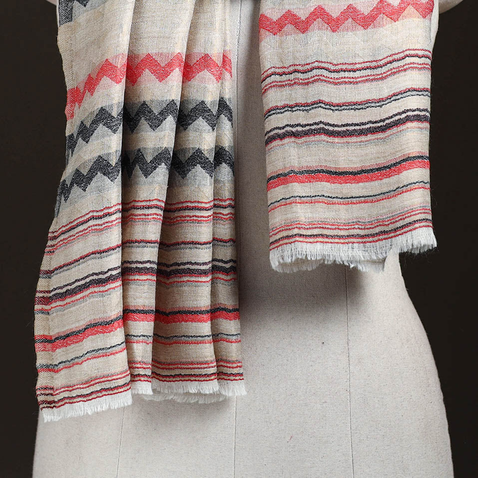 Zig Zag Zari Weave Fine Wool Stole for Women 97
