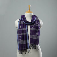 Purple - Burdwan Jamdani Cotton Handloom Stole with Tassels 19